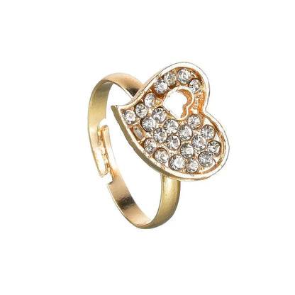 Gold Rhinestone Heart Love Jewelry Set