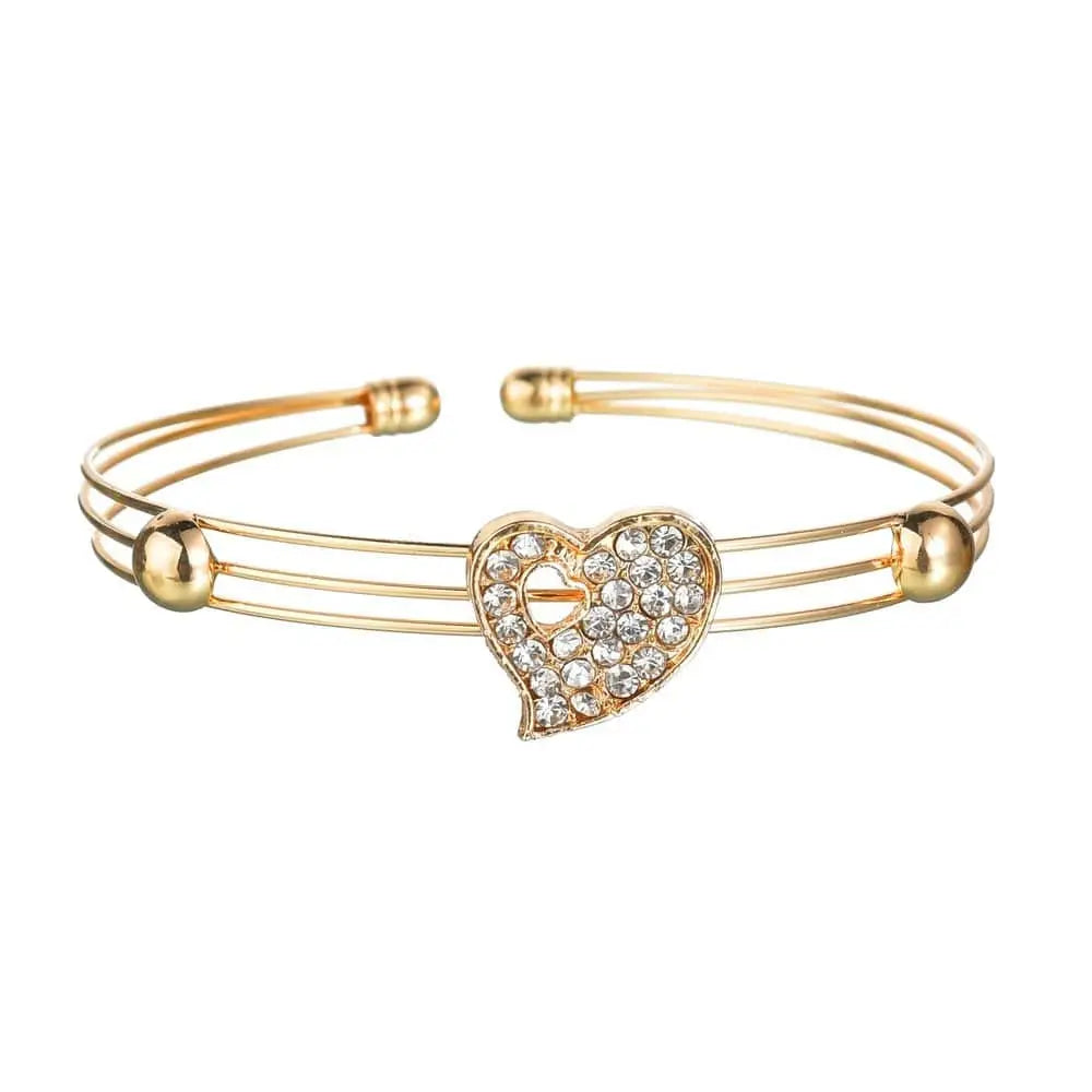 Gold Rhinestone Heart Love Jewelry Set