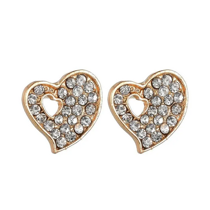 Gold Rhinestone Heart Love Jewelry Set