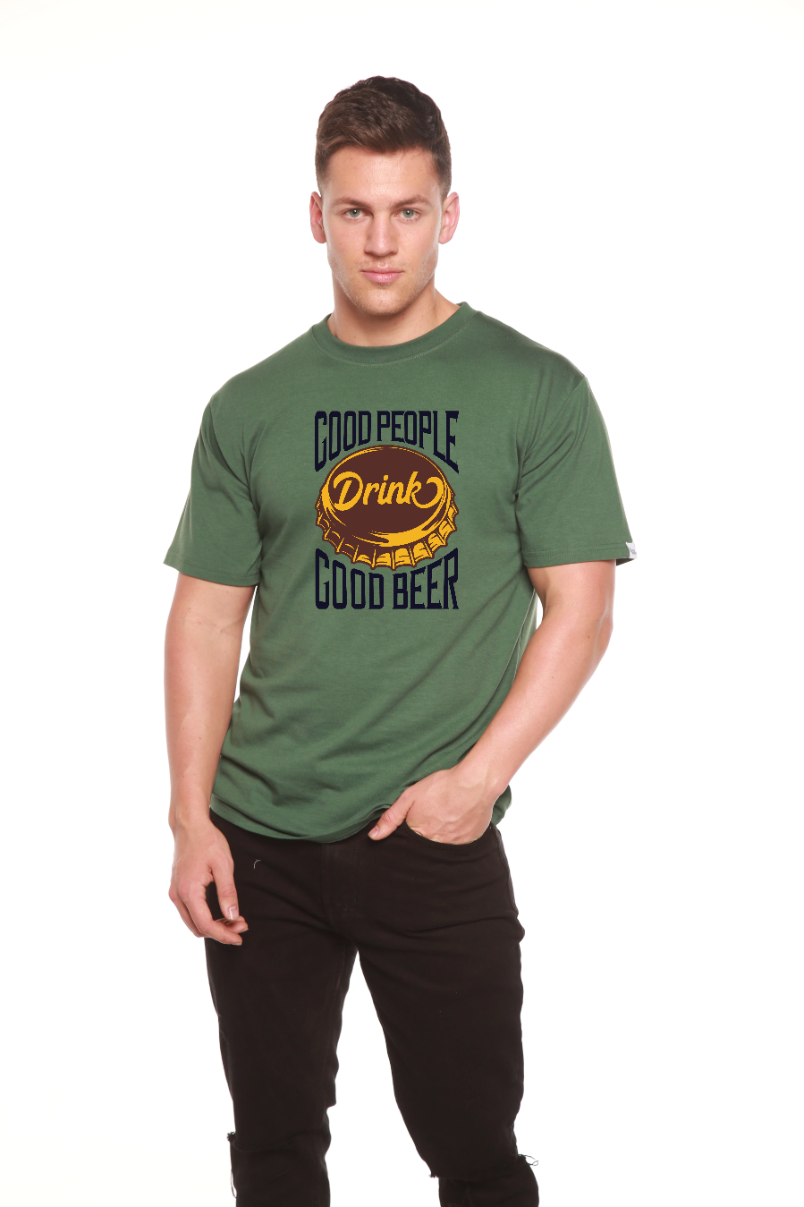 T-shirt graphique à manches courtes en viscose de bambou/coton biologique pour homme Good People