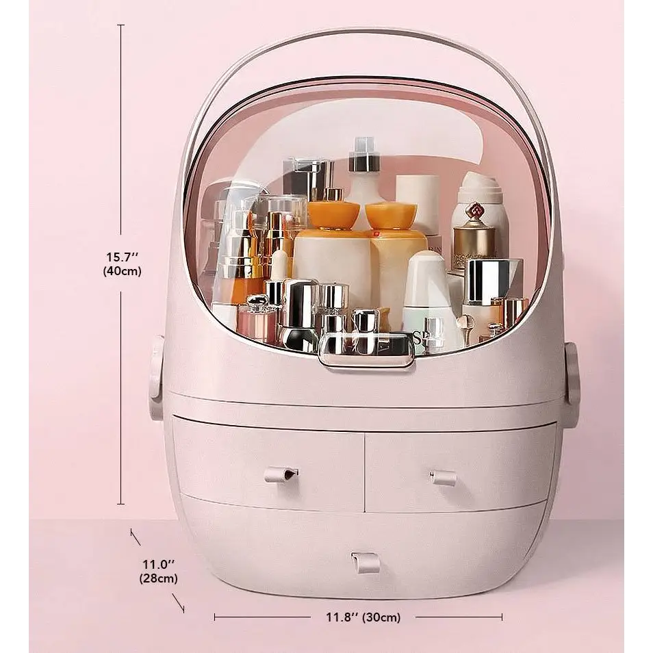 Organisateur de maquillage gris avec couvercle étanche et anti-poussière
