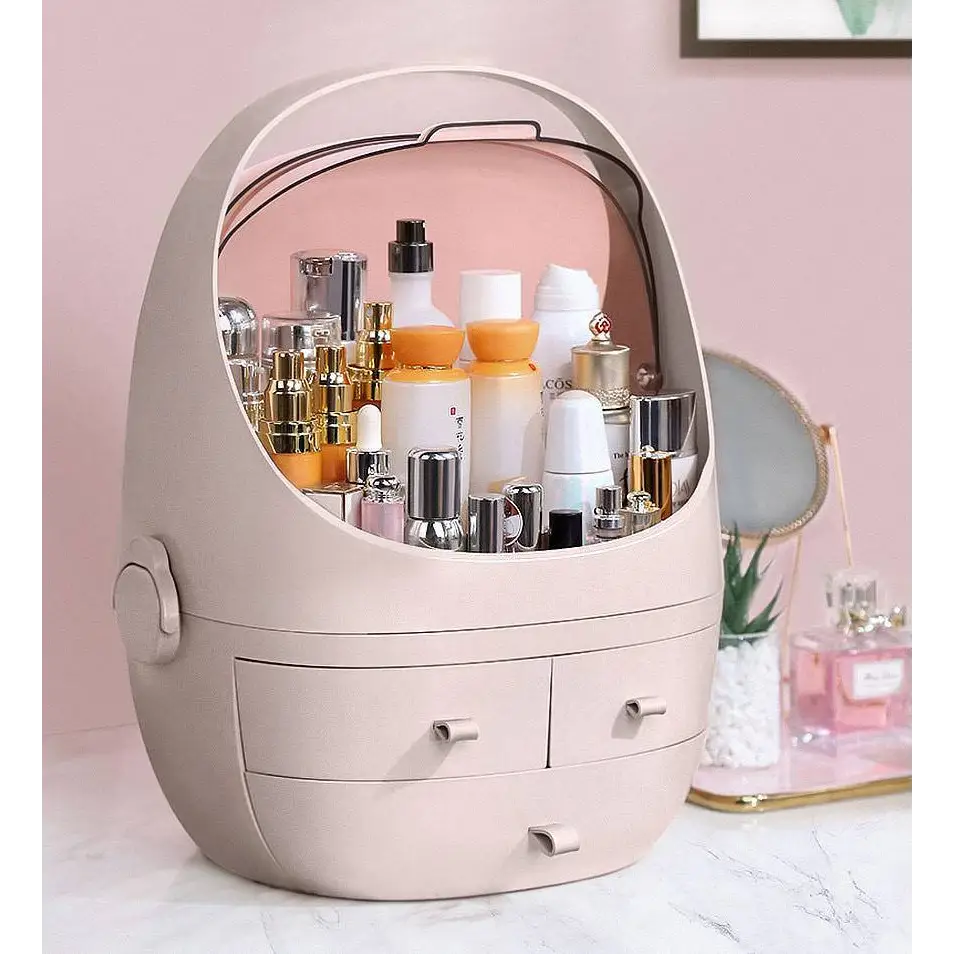 Organisateur de maquillage gris avec couvercle étanche et anti-poussière
