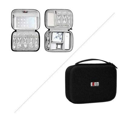Gray Textured Digital Storage Bag Travel Organizer