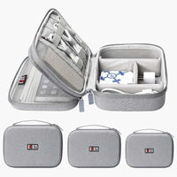 Gray Textured Digital Storage Bag Travel Organizer