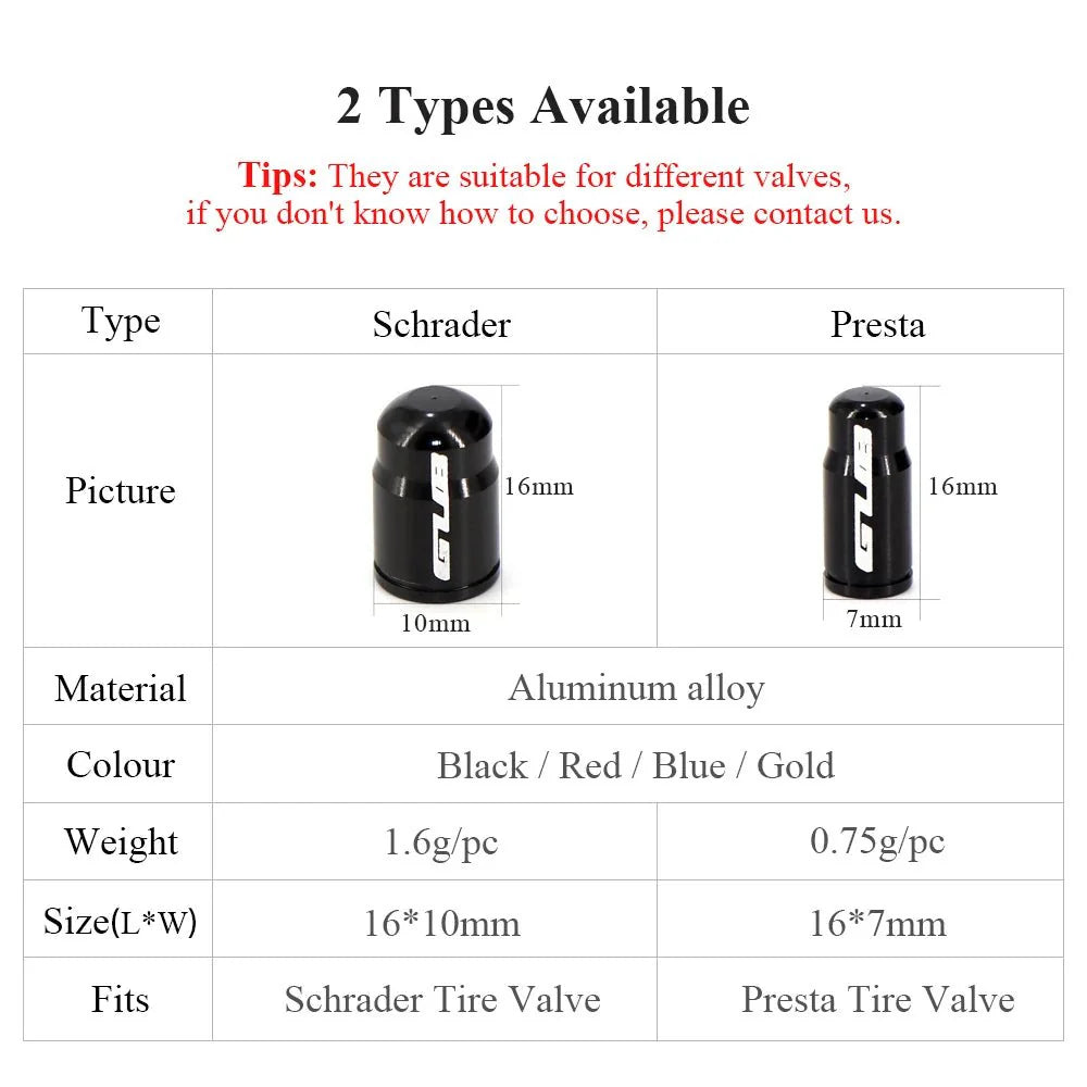 GUB Aluminum Alloy Bicycle Valve Caps