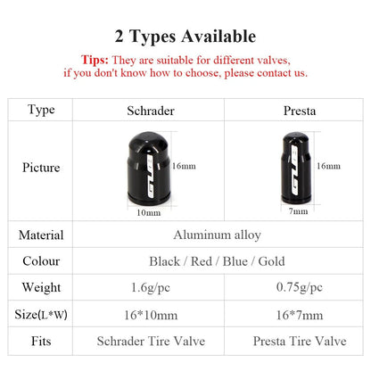 GUB Aluminum Alloy Bicycle Valve Caps