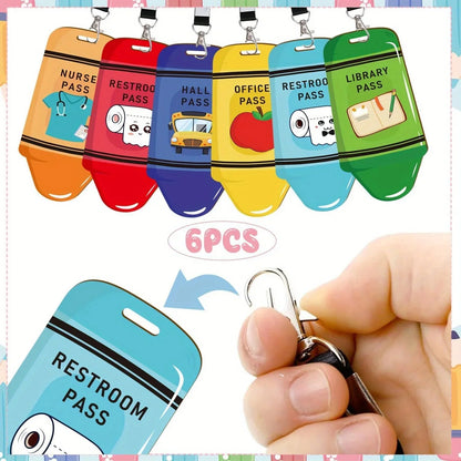 Classroom Hall Pass Set | 6 Lanyard Passes for School