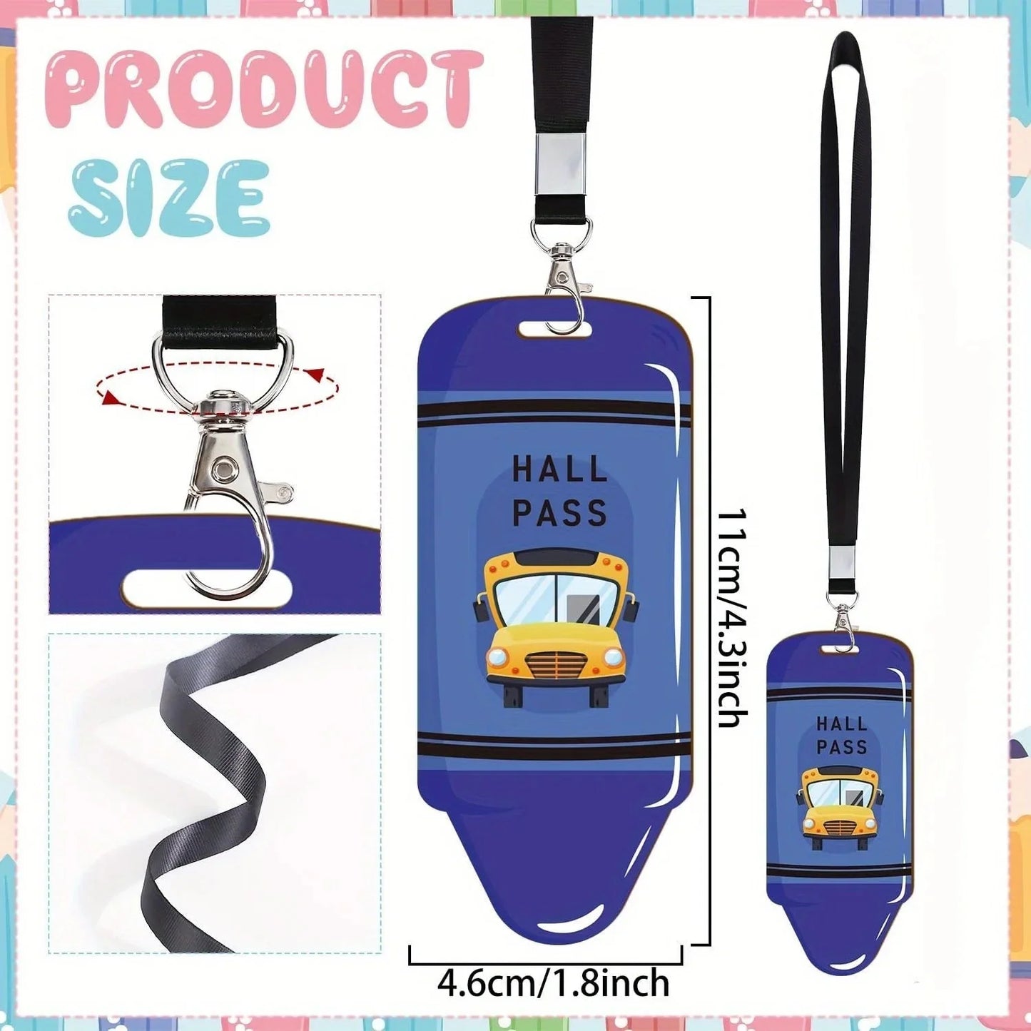 Classroom Hall Pass Set | 6 Lanyard Passes for School