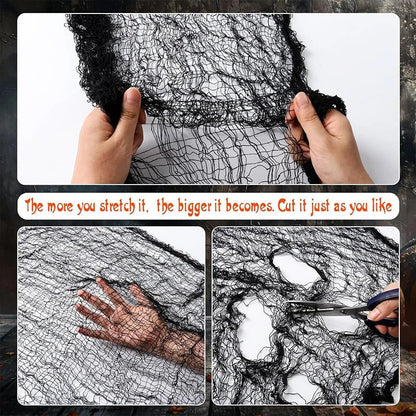 Halloween Black Gauze Cloth | Hanging Decoration for Spooky Events