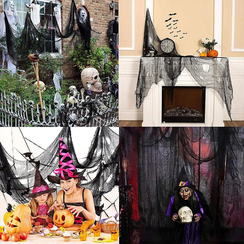 Halloween Black Gauze Cloth | Hanging Decoration for Spooky Events
