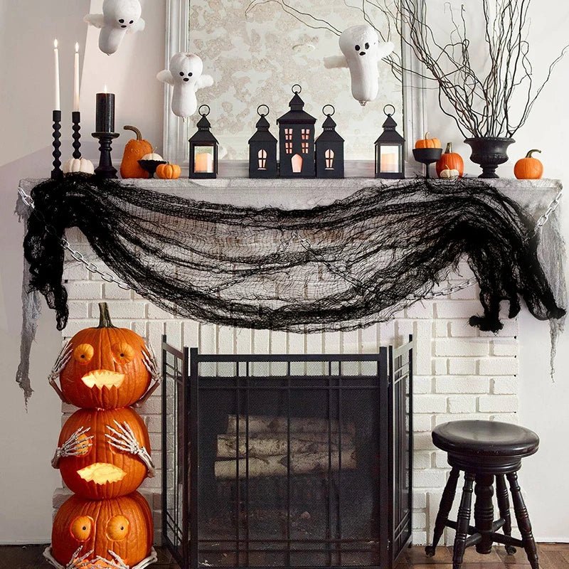 Halloween Black Gauze Cloth | Hanging Decoration for Spooky Events