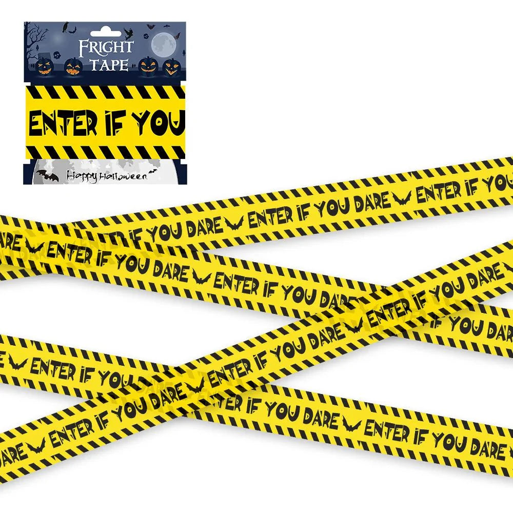 Halloween Skull Head Warning Tape | 19.69 ft x 3.15 in Plastic Decoration