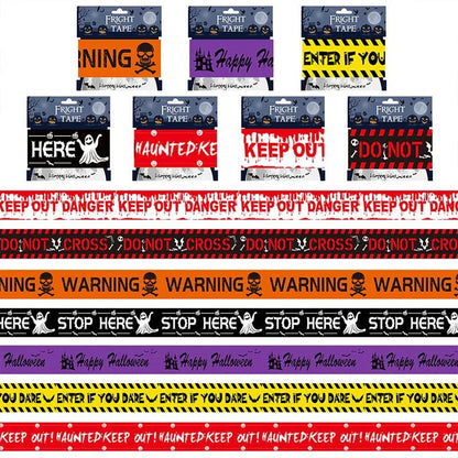 Halloween Skull Head Warning Tape | 19.69 ft x 3.15 in Plastic Decoration