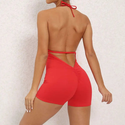 Halter Neck High Elastic Yoga Romper