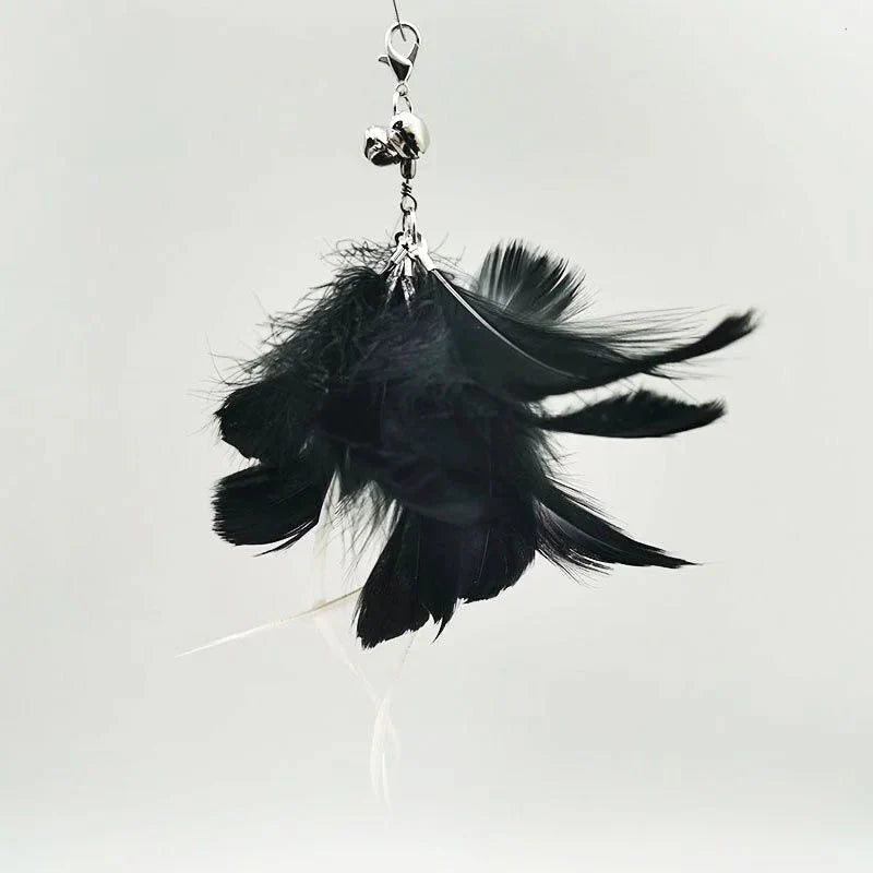 Hands-Free Feather Cat Wand with Bell – Suction Cup Interactive Toy