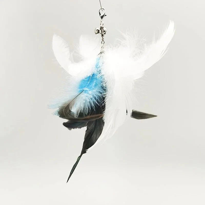 Hands-Free Feather Cat Wand with Bell – Suction Cup Interactive Toy