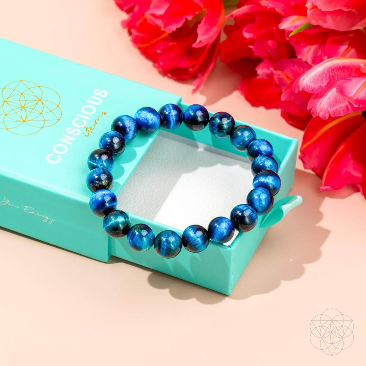 Enfoque de Halcón – Pulsera de Ojo de Tigre Azul Real