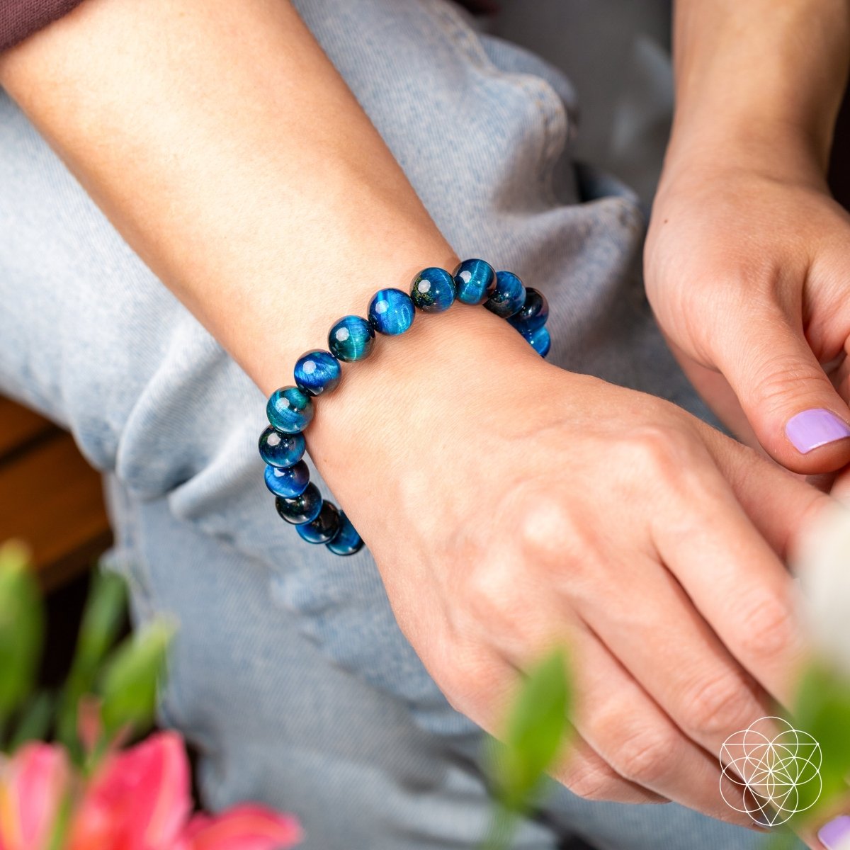 Enfoque de Halcón – Pulsera de Ojo de Tigre Azul Real