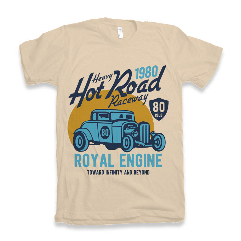 T-shirt à manches courtes graphique en viscose de bambou/coton biologique pour homme Heavy Hot Road