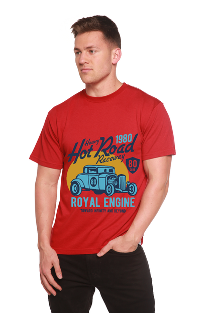 T-shirt à manches courtes graphique en viscose de bambou/coton biologique pour homme Heavy Hot Road
