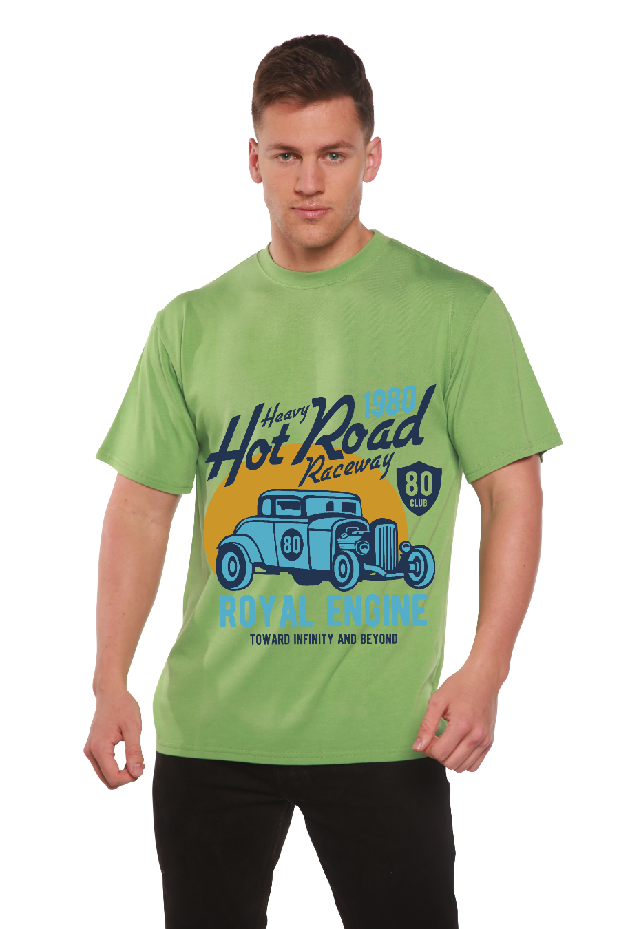 T-shirt à manches courtes graphique en viscose de bambou/coton biologique pour homme Heavy Hot Road