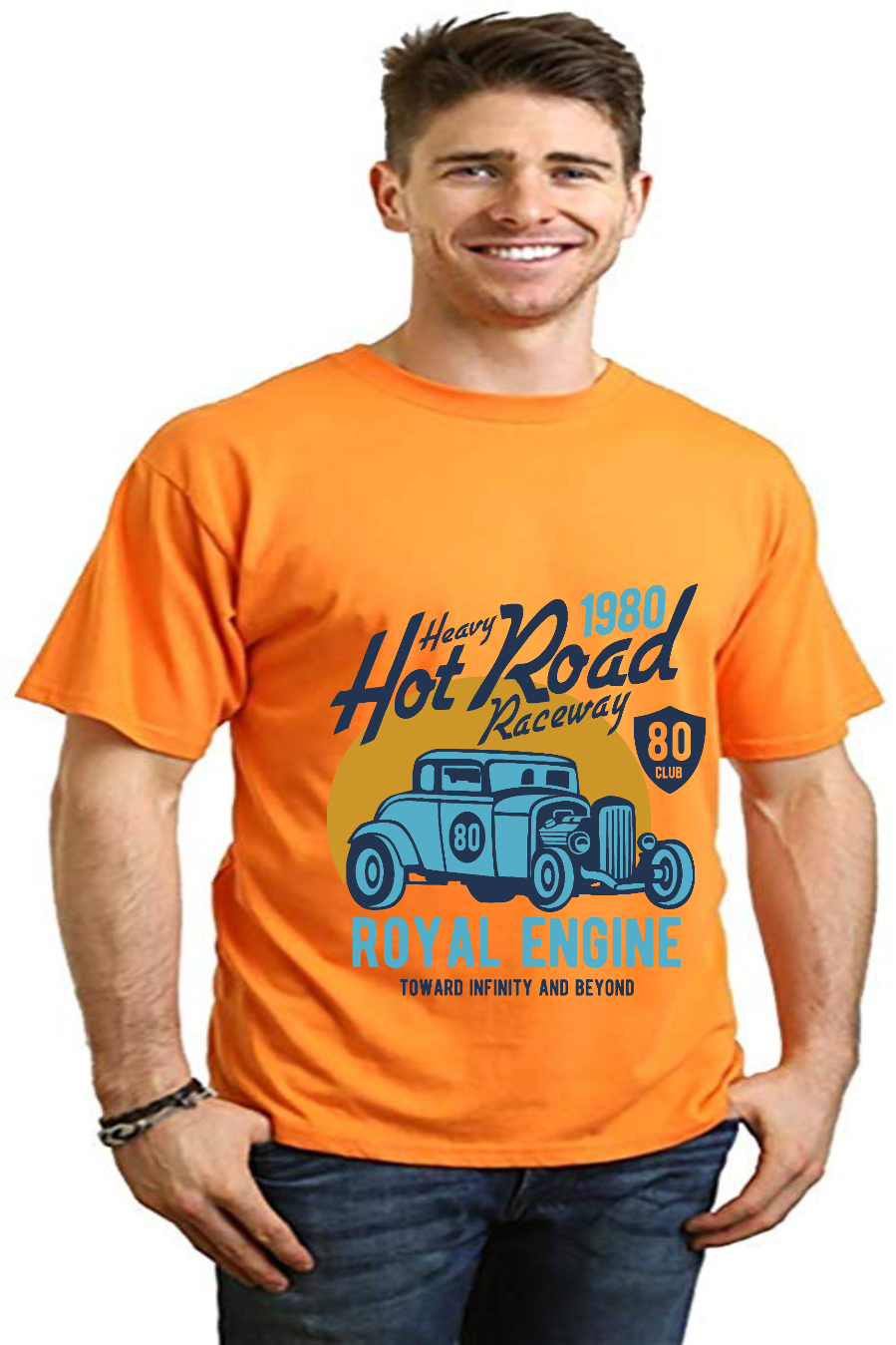 T-shirt à manches courtes graphique en viscose de bambou/coton biologique pour homme Heavy Hot Road