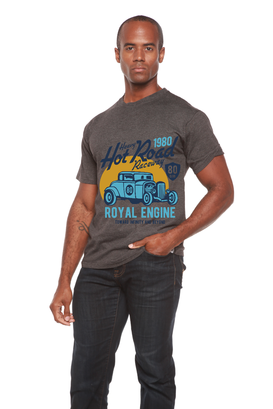T-shirt à manches courtes graphique en viscose de bambou/coton biologique pour homme Heavy Hot Road