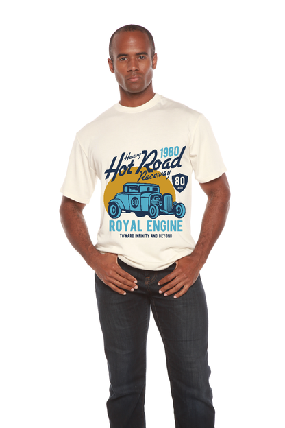 T-shirt à manches courtes graphique en viscose de bambou/coton biologique pour homme Heavy Hot Road