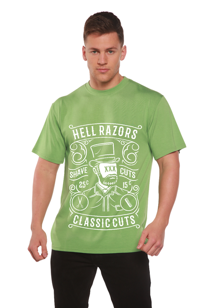 T-shirt graphique à manches courtes en viscose de bambou et coton biologique pour homme Hell Razors