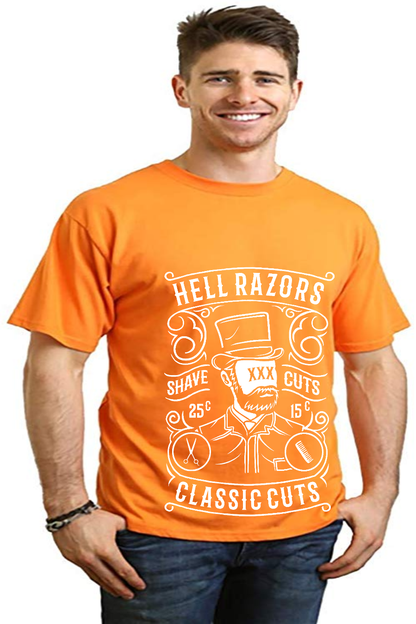 T-shirt graphique à manches courtes en viscose de bambou et coton biologique pour homme Hell Razors