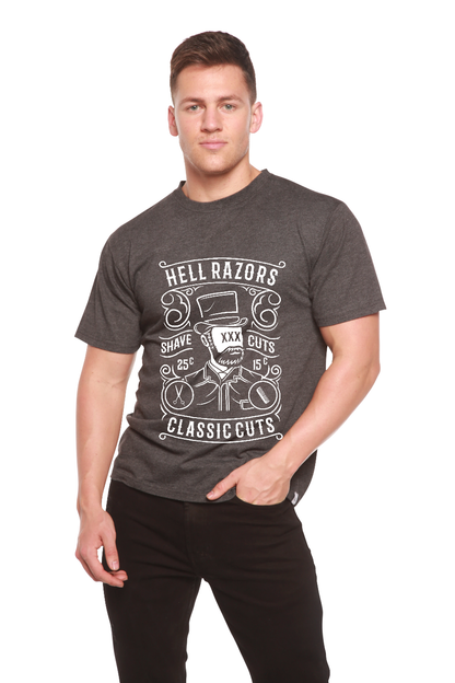 T-shirt graphique à manches courtes en viscose de bambou et coton biologique pour homme Hell Razors