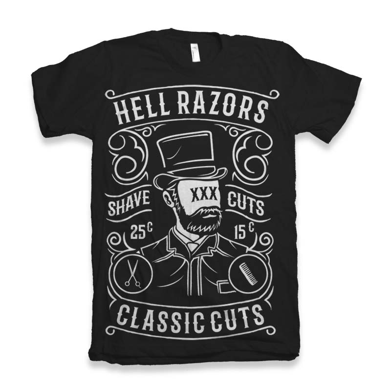 T-shirt graphique à manches courtes en viscose de bambou et coton biologique pour homme Hell Razors