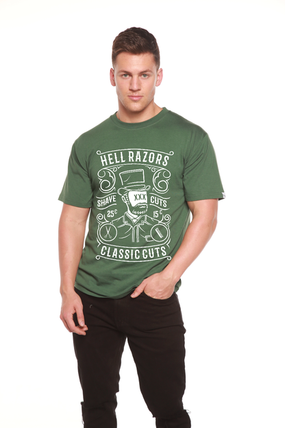 T-shirt graphique à manches courtes en viscose de bambou et coton biologique pour homme Hell Razors