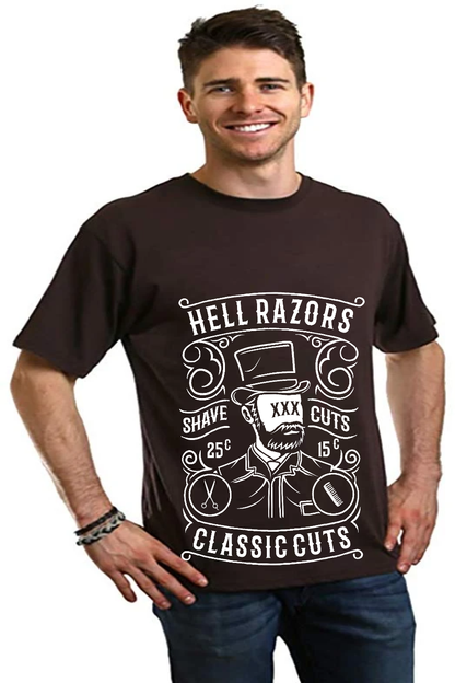 T-shirt graphique à manches courtes en viscose de bambou et coton biologique pour homme Hell Razors