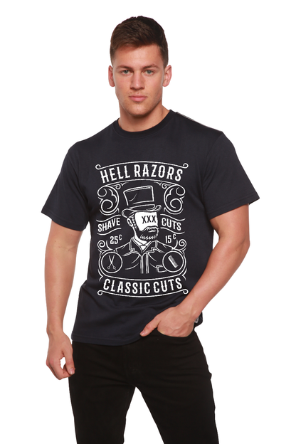 T-shirt graphique à manches courtes en viscose de bambou et coton biologique pour homme Hell Razors