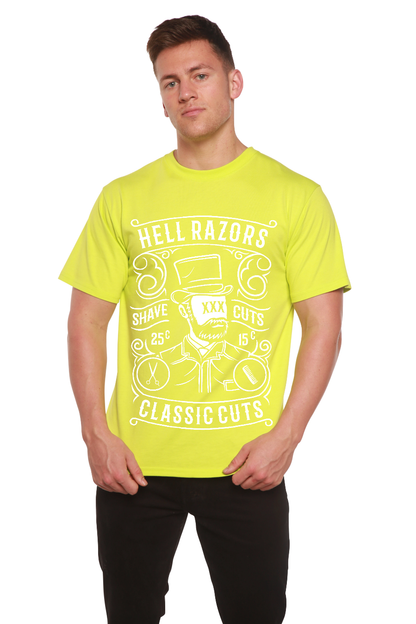 T-shirt graphique à manches courtes en viscose de bambou et coton biologique pour homme Hell Razors