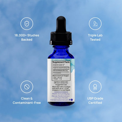 USP Grade Methylene Blue 150mg Solution | 30ml Lab Verified Dropper Bottle