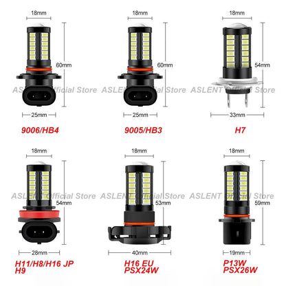 LED Fog Light Bulbs 6000K White | DRL and Fog Lamps for H11 H8 H9 9005 9006