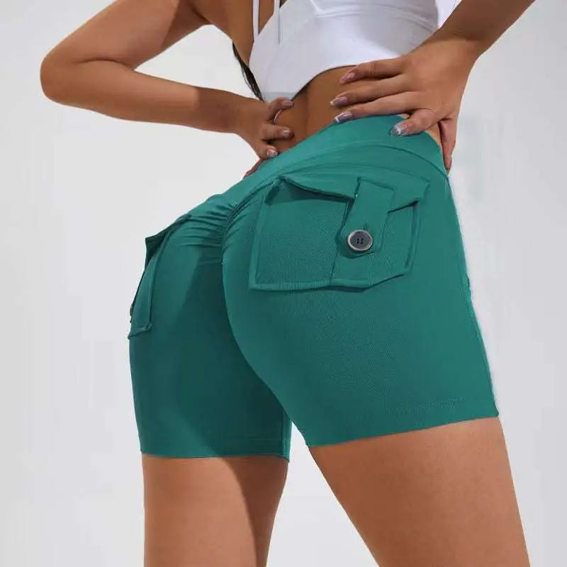 High Waist Hip Lifting Shorts with Pockets