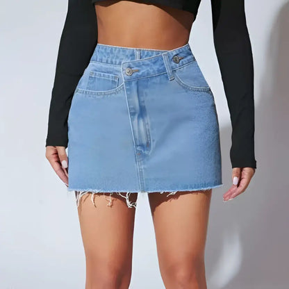 High Waisted Fashion Irregular Denim Short Skirt