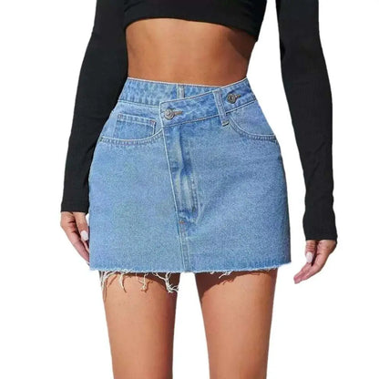High Waisted Fashion Irregular Denim Short Skirt
