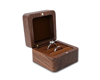 Wooden Ring Box Teak Wood Jewelry Storage Box Handmade Ring Holder Case