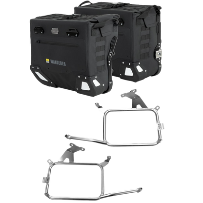 LOBOO Wanderer Series 30L+40L Dual-Purpose Waterproof Side Bags — IPX6 Rated, PP Support Board, Corner Protector, Exhaust-Avoid Design, Anti-Theft System (Requires LOBOO Side Racks)