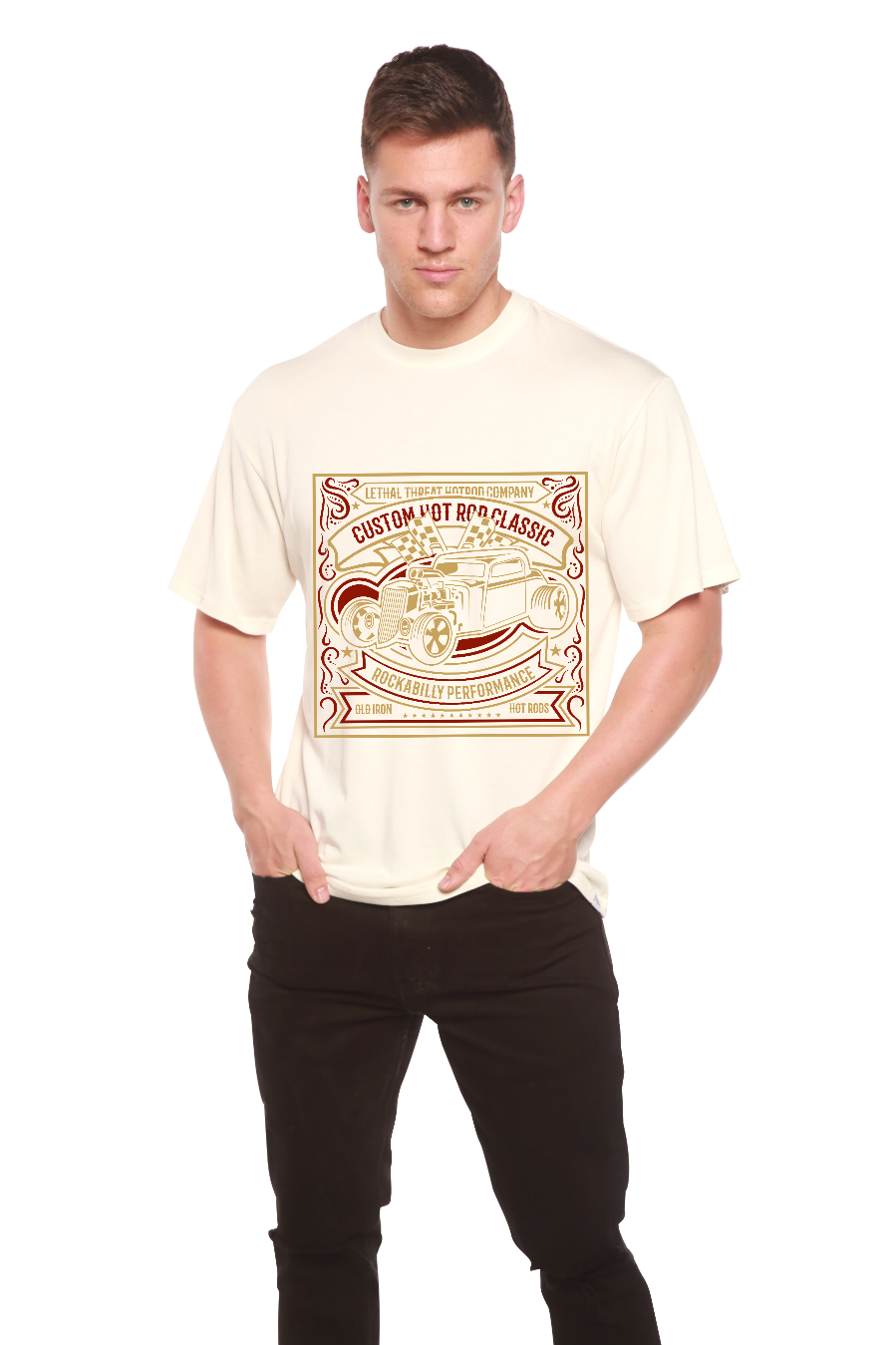 T-shirt à manches courtes et motif Hot Rod pour homme en bambou, viscose et coton biologique