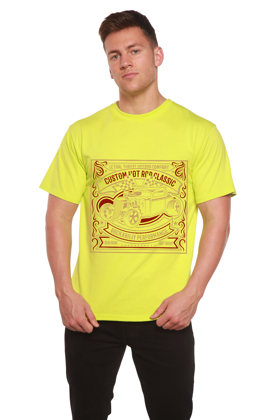 T-shirt à manches courtes et motif Hot Rod pour homme en bambou, viscose et coton biologique