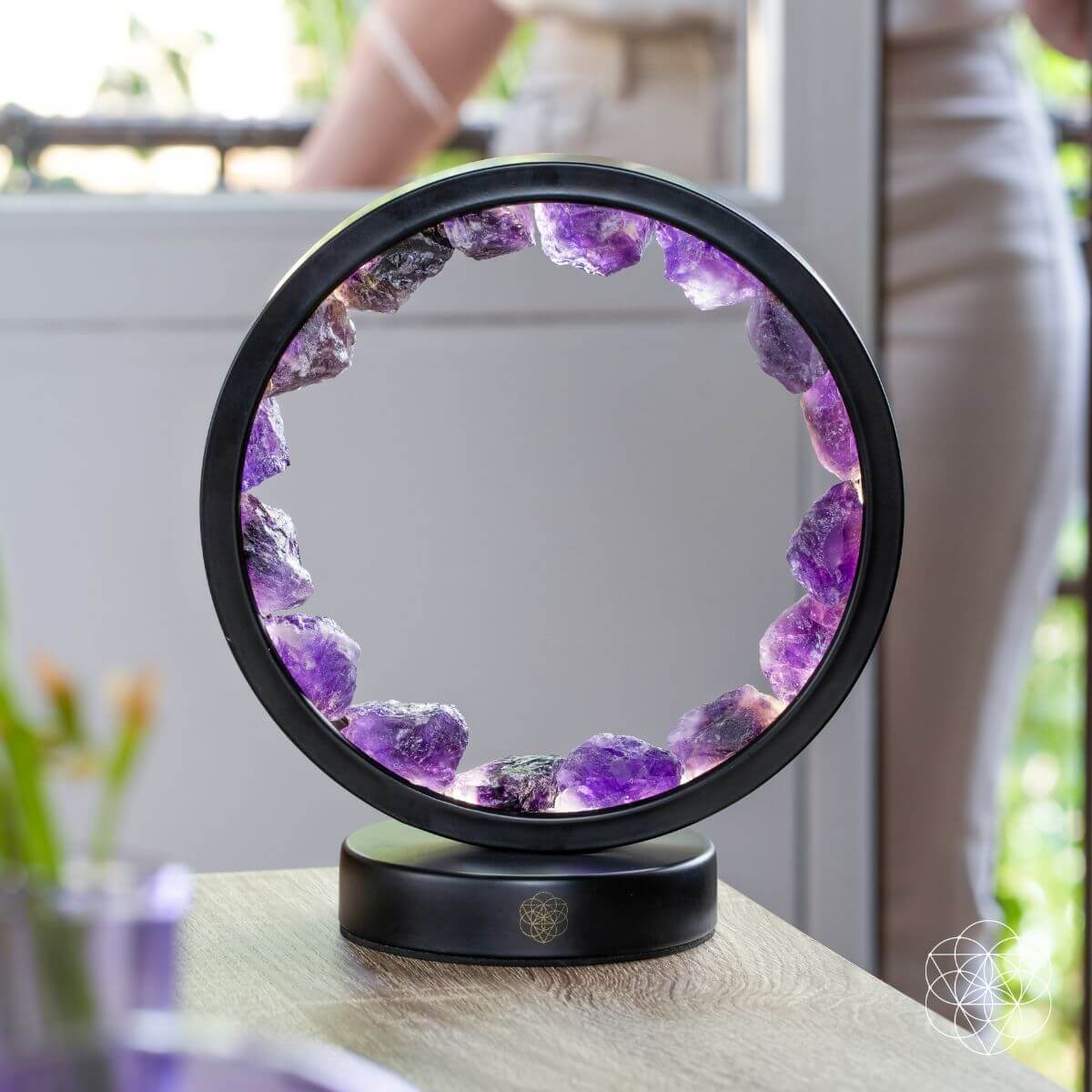 I Am At Peace – Spiritual Protection Amethyst Halo Lamp | Crystal Healing Light for Meditation, Energy Balance & Sacred Home Atmosphere