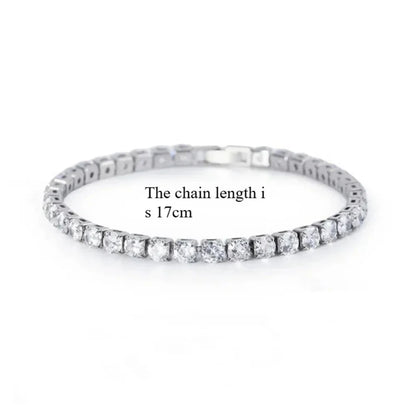 Iced Out Tennis Bracelet | Unisex Silver Chain Jewelry