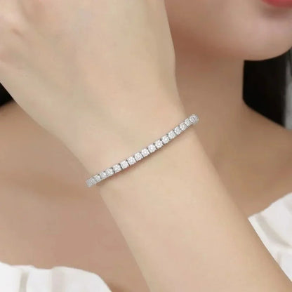 Iced Out Tennis Bracelet | Unisex Silver Chain Jewelry