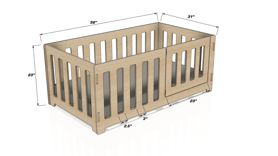 AVA Floor Bed with 21" Sides – Montessori Wooden Bed Frame | Bush Acres