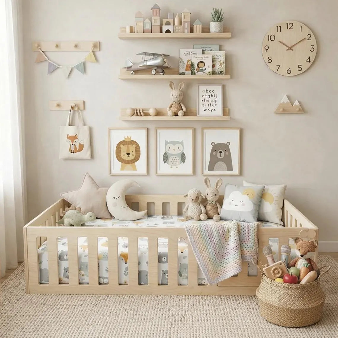 AVA Floor Bed with 21" Sides – Montessori Wooden Bed Frame | Bush Acres